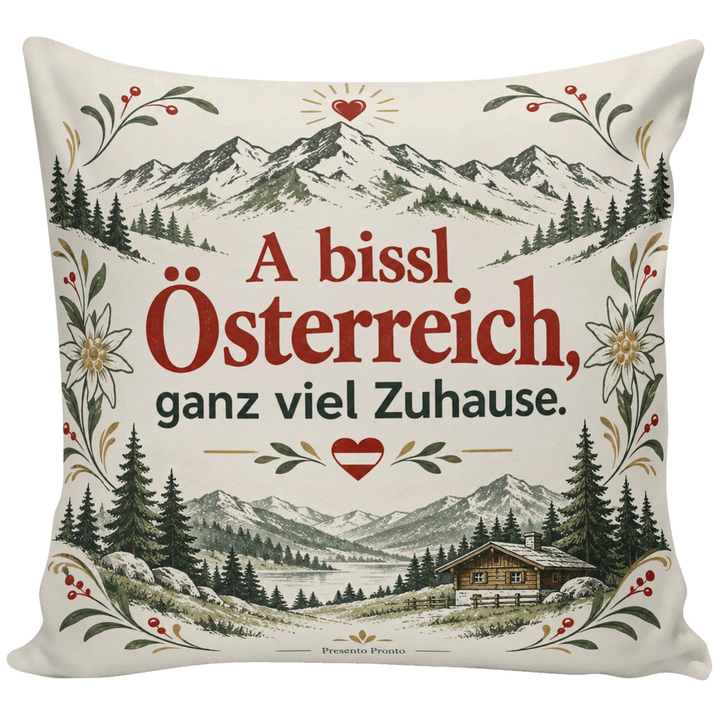 Gemütliches Kissen für Österreich-Fans mit Berglandschaft|p:2019278|h:4a56b0544118bb62cb831b1bfc183676