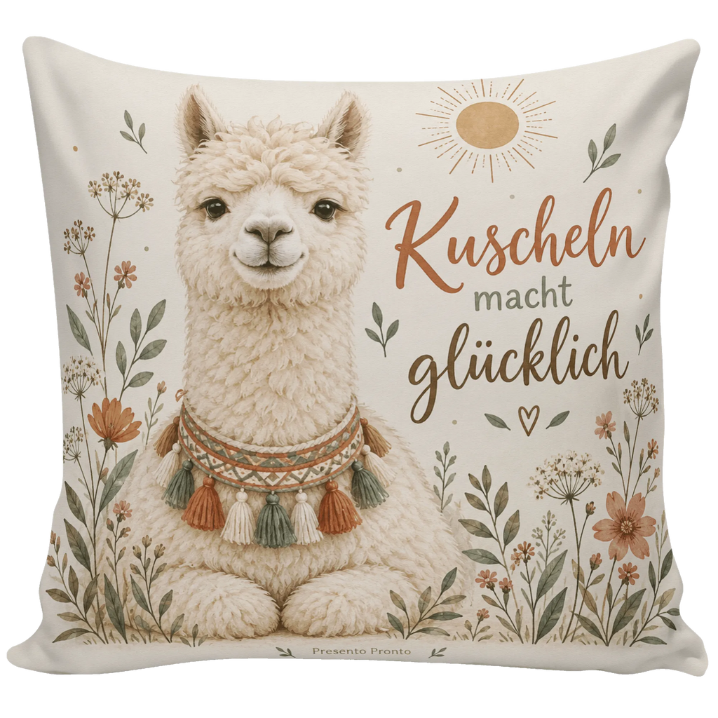Kuscheliges Alpaka-Kissen für Alpaka-Fans mit Wildblumen|p:2019279|h:c9051338df28903ff79fdcd4ad376231