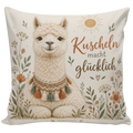 Kuscheliges Alpaka-Kissen für Alpaka-Fans mit Wildblumen