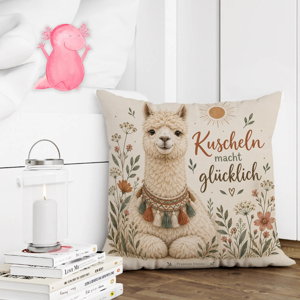 Kuscheliges Alpaka-Kissen für Alpaka-Fans mit Wildblumen|p:2019279|h:c1cb4d6bac836a13c18a222690733725