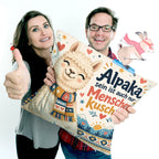 Lustiges Alpaka Kissen für Alpaka Fans mit Strickschal|p:2019280|h:58c58f90a49f06dce8b6c34e17196096