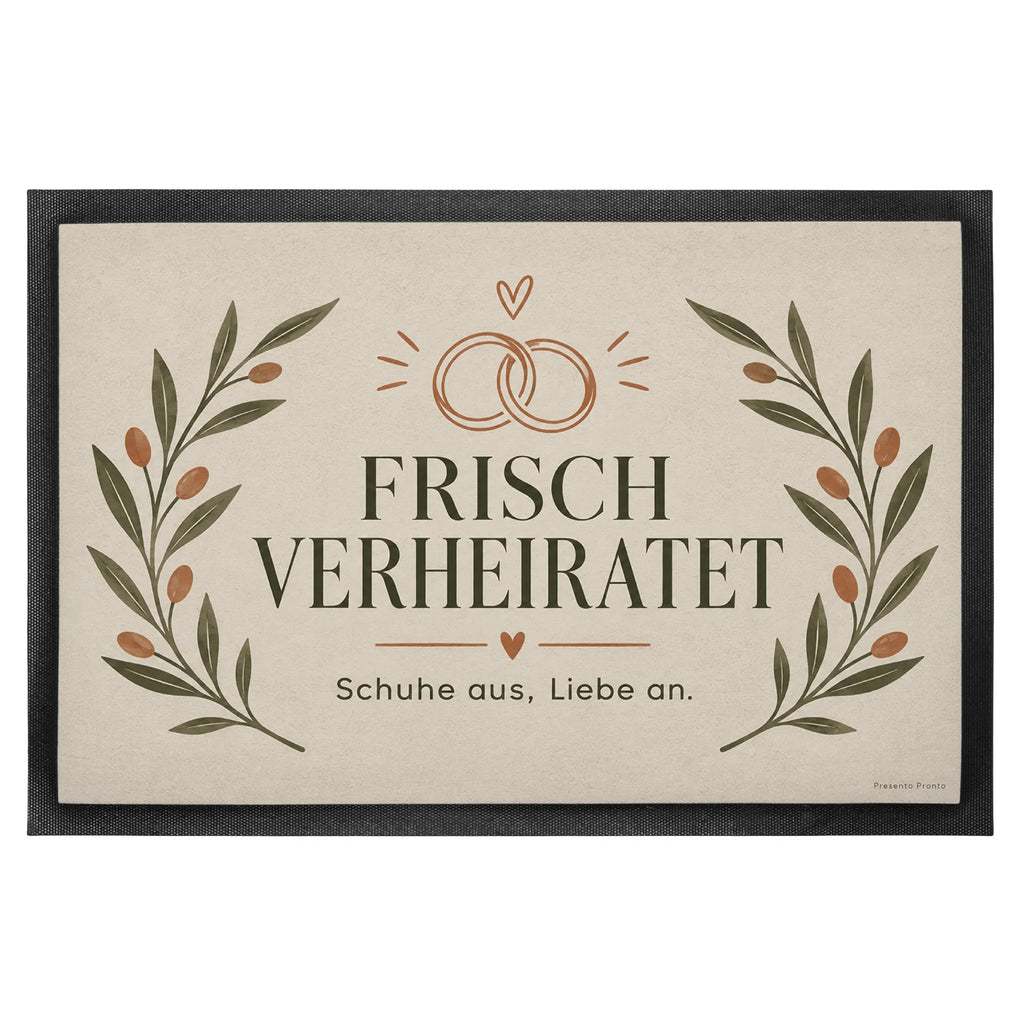 Elegante Fußmatte Just Married für frisch Verheiratete mit Ringen|p:2019290|h:5a272049888ef6c89c1cac5f380e3906