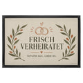 Elegante Fußmatte Just Married für frisch Verheiratete mit Ringen