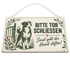Lustiges Schild Bitte Tor geschlossen halten für Hundehalter|p:2019308|h:a52571b75e03552f11f415c099cf1f31