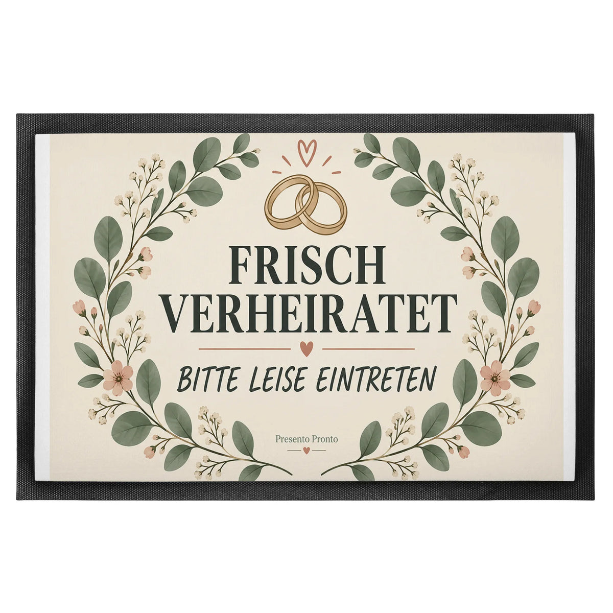Lustige Fußmatte für Frischverheiratete mit Eheringen
