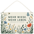 Naturnahes Schild für die Insektenwiese mit Wildblumen und Bienen