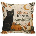 Gemütliches Dekokissen zu Halloween mit schwarzer Katze