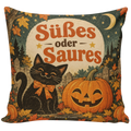 Niedliches Dekokissen für Halloween mit schwarzer Katze