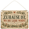 Nostalgisches Vintage Holzbild für Zuhause mit Herzensspruch