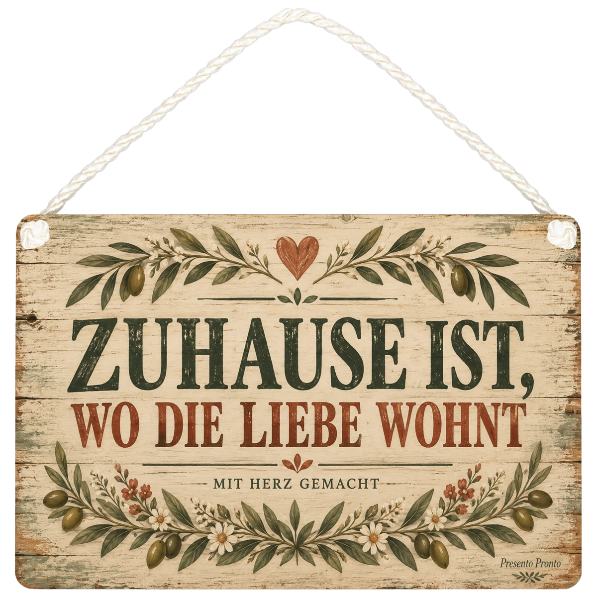 Nostalgisches Vintage Holzbild für Zuhause mit Herzensspruch