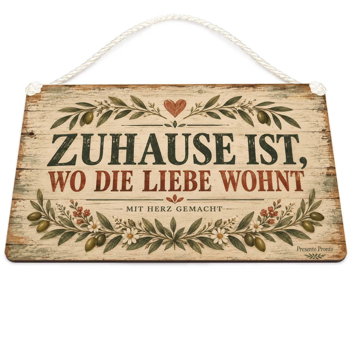 Nostalgisches Vintage Holzbild für Zuhause mit Herzensspruch