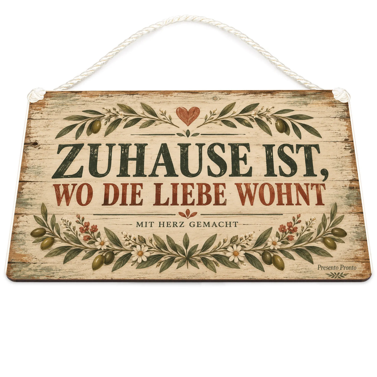 Nostalgisches Vintage Holzbild für Zuhause mit Herzensspruch