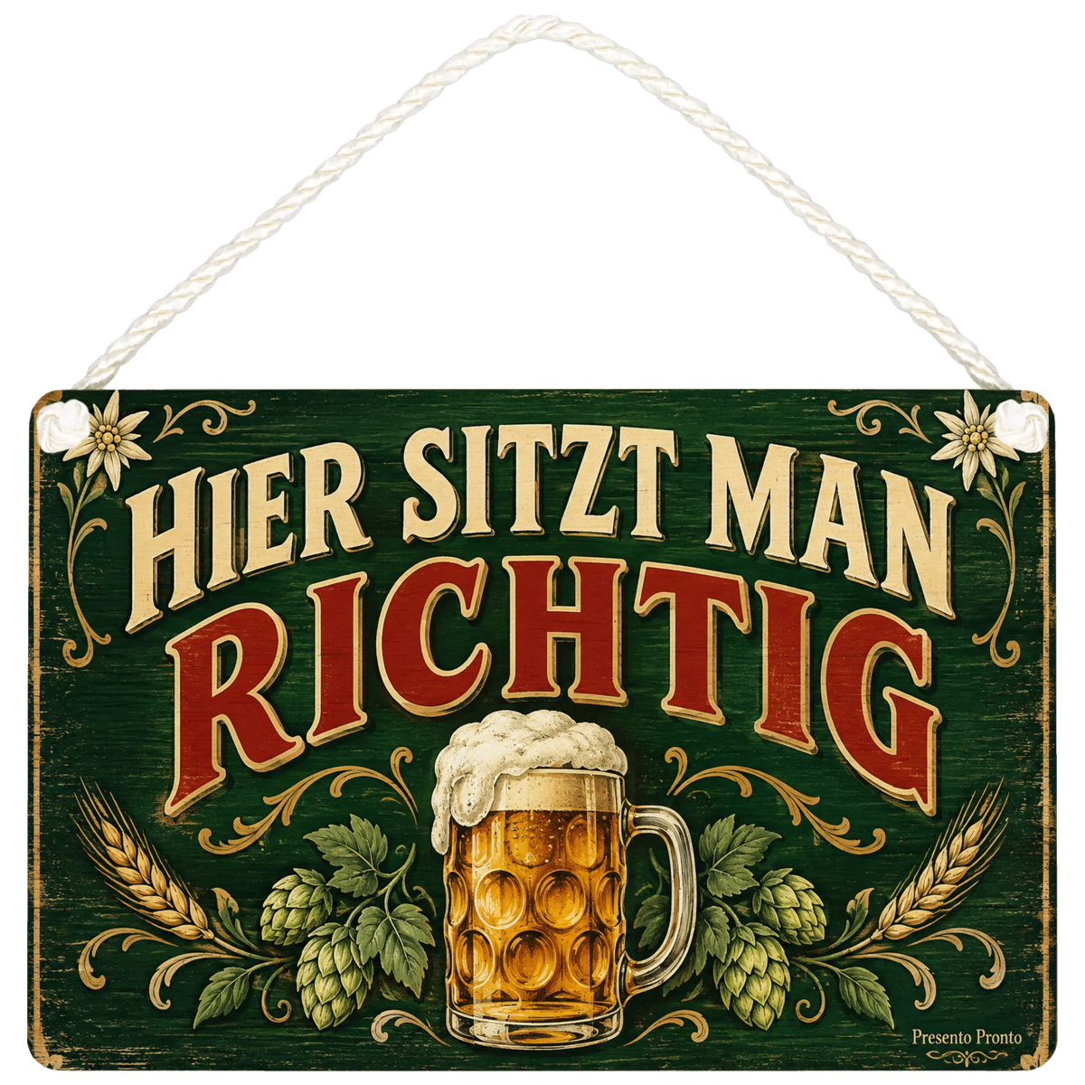 Gemütliches Schild für Biergarten mit Bierkrug