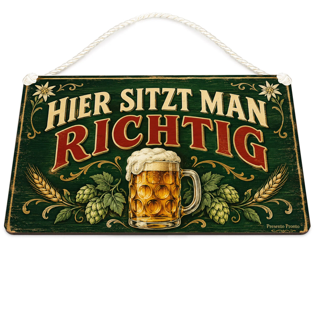 Gemütliches Schild für Biergarten mit Bierkrug