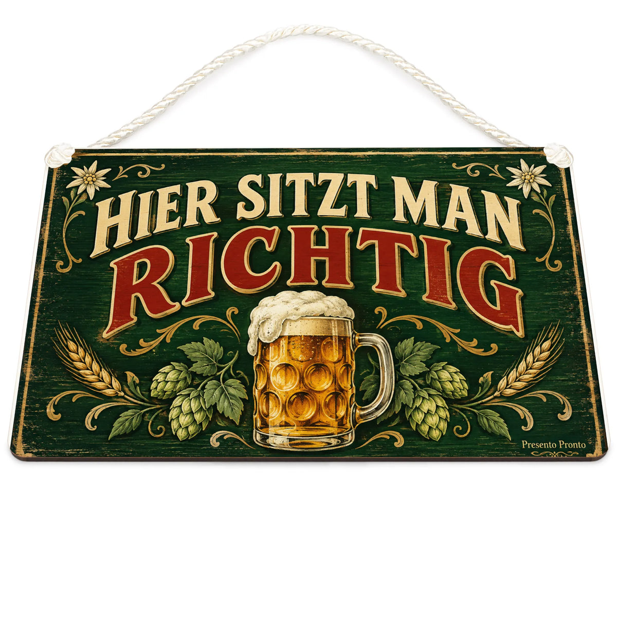Gemütliches Schild für Biergarten mit Bierkrug