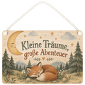 Süßes Holzbild fürs Kinderzimmer mit schlafendem Fuchs