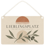 Gemütliches Holzschild für den Lieblingsplatz mit Olivenzweig|p:2019588|h:3239e1b895c276bd77906aeb89977059