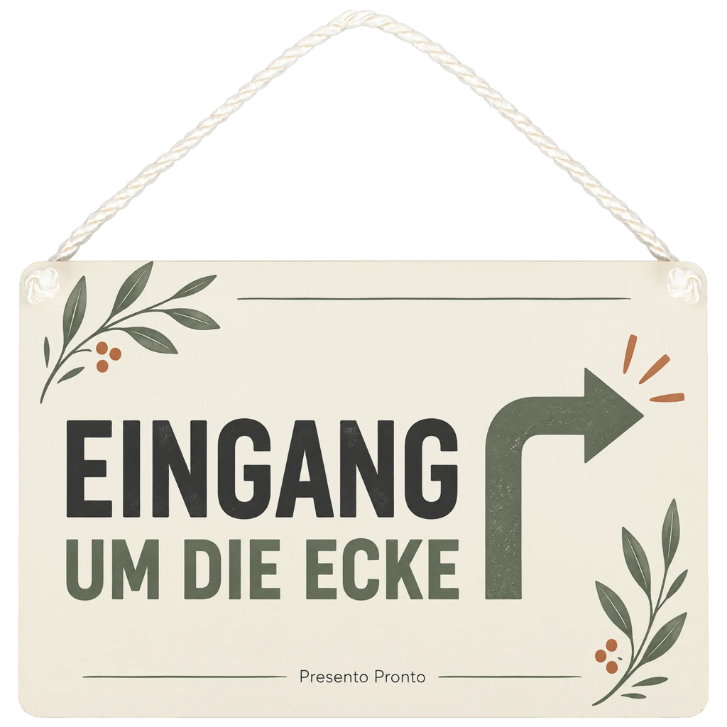 Praktisches Schild für den Eingang um die Ecke mit Pfeil|p:2019592|h:feb1f8fb57d20f135290ab33670ad9aa