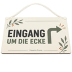 Praktisches Schild für den Eingang um die Ecke mit Pfeil|p:2019593|h:c23f3721375be8d8af65f466734c707a