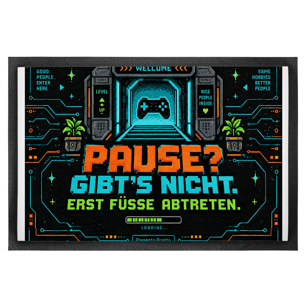 Lustige Fußmatte für Nerds mit Pixel-Portal