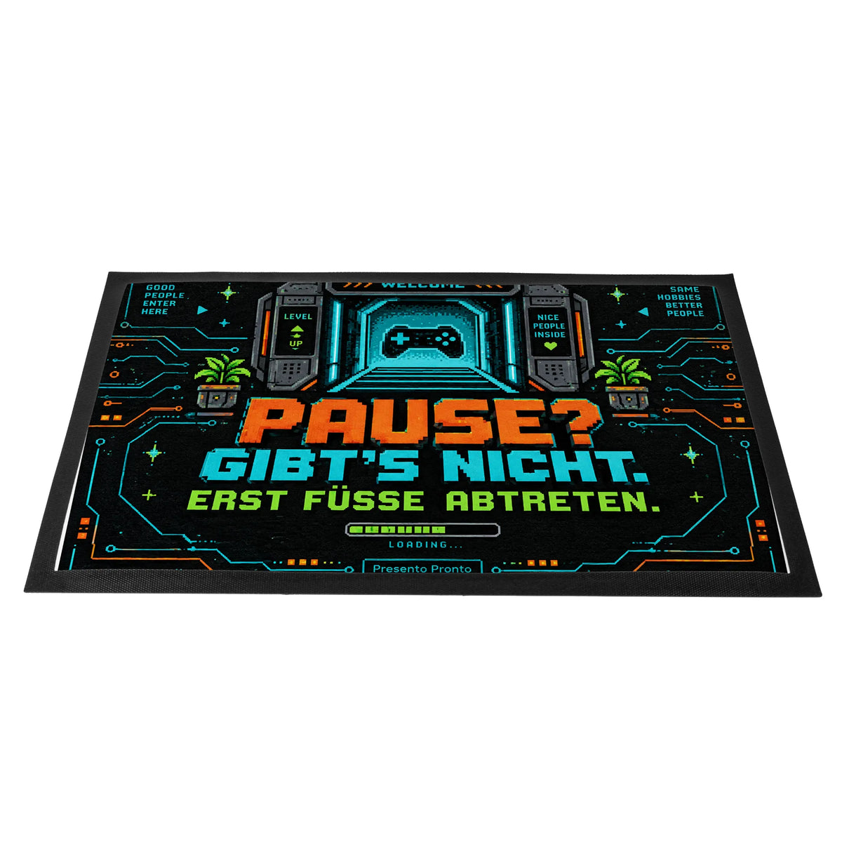 Lustige Fußmatte für Nerds mit Pixel-Portal