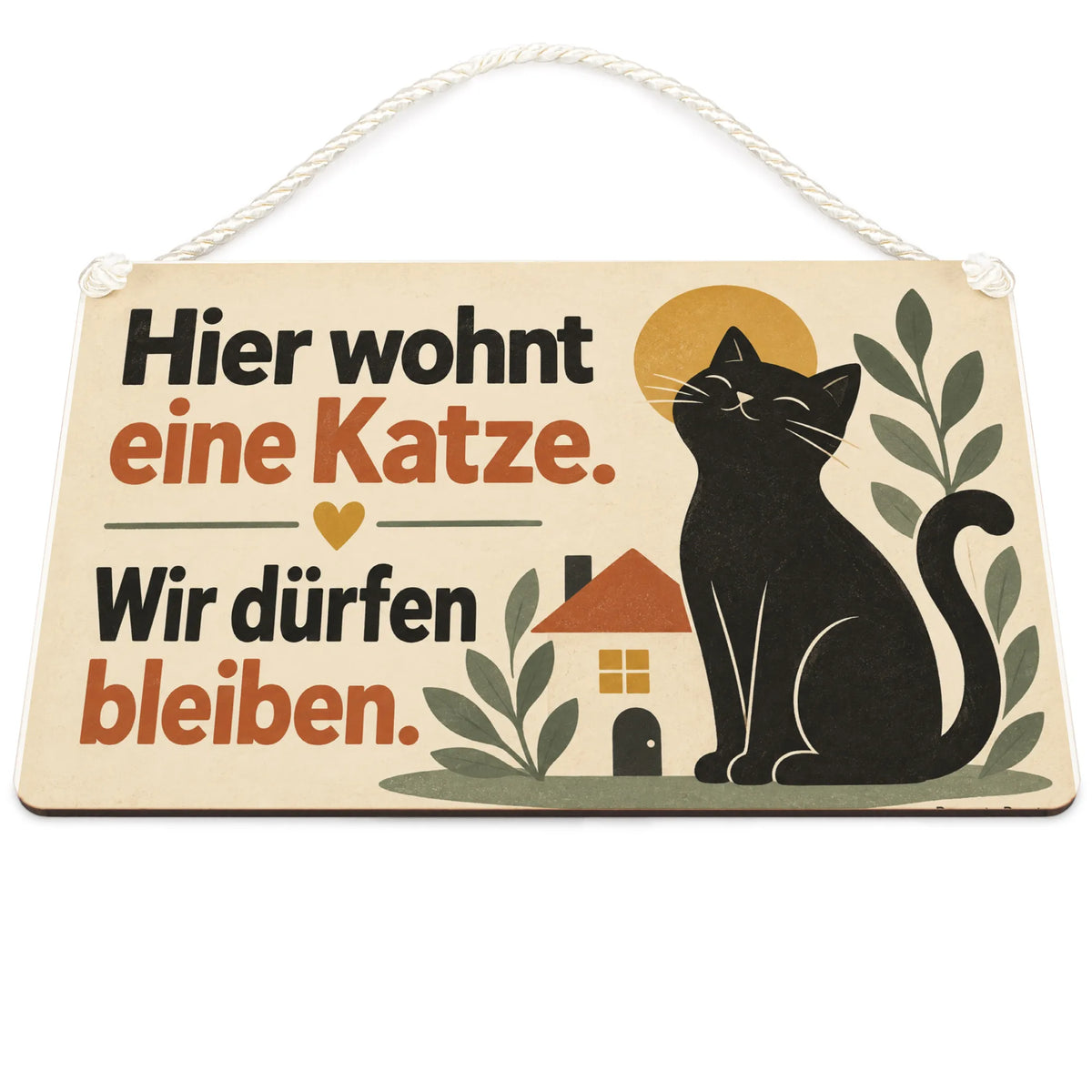 Lustiges Schild für Katzenbesitzer mit schwarzer Katze