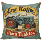 Lustiges Traktor-Kissen für Fans mit Kaffeespruch|p:2019633|h:1f04918075a656cc6609632f930c1088