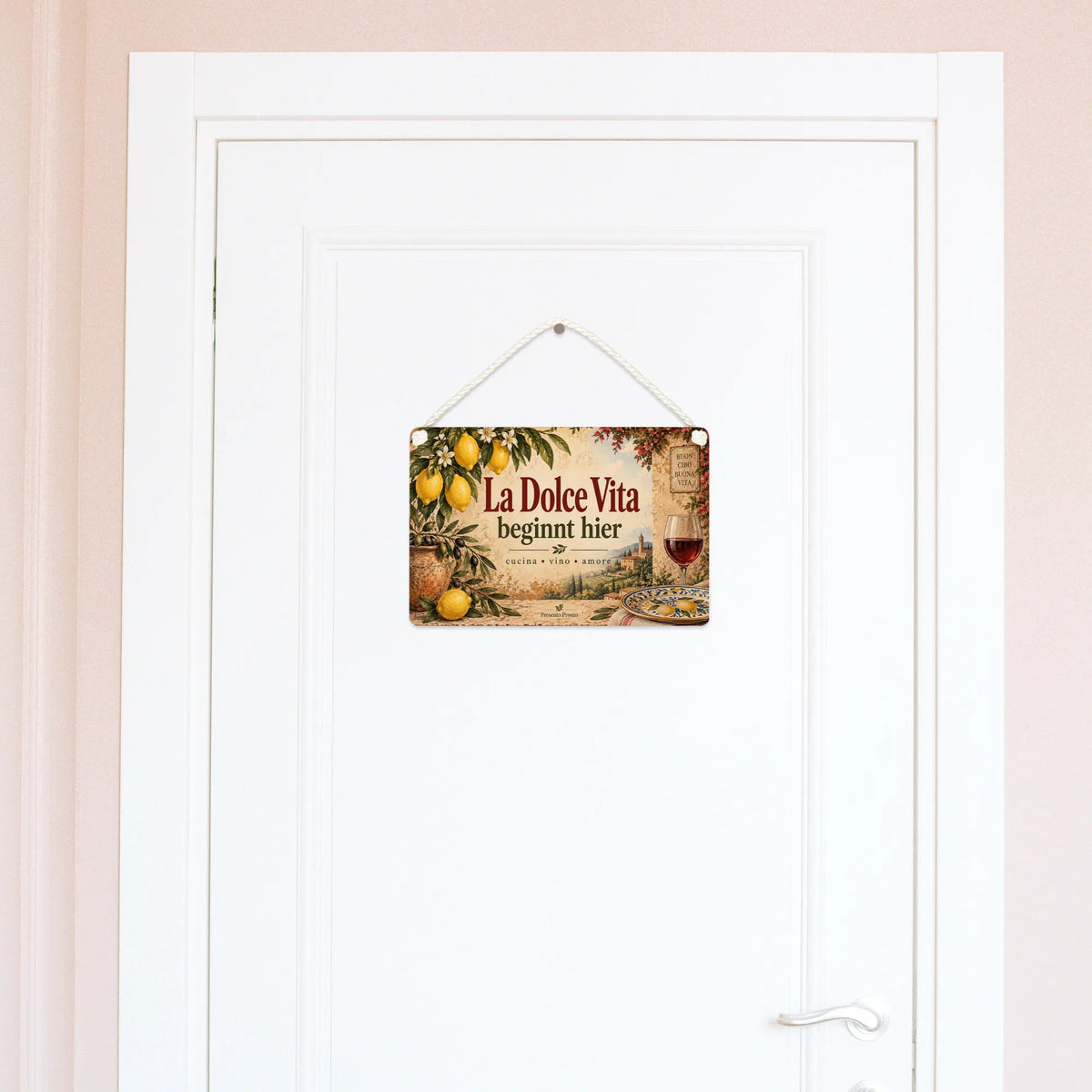 Mediterranes Italien Deko Schild für die Küche mit Zitrone