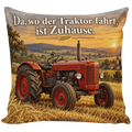 Gemütliches Traktor-Kissen für Landwirte mit rotem Oldtimer