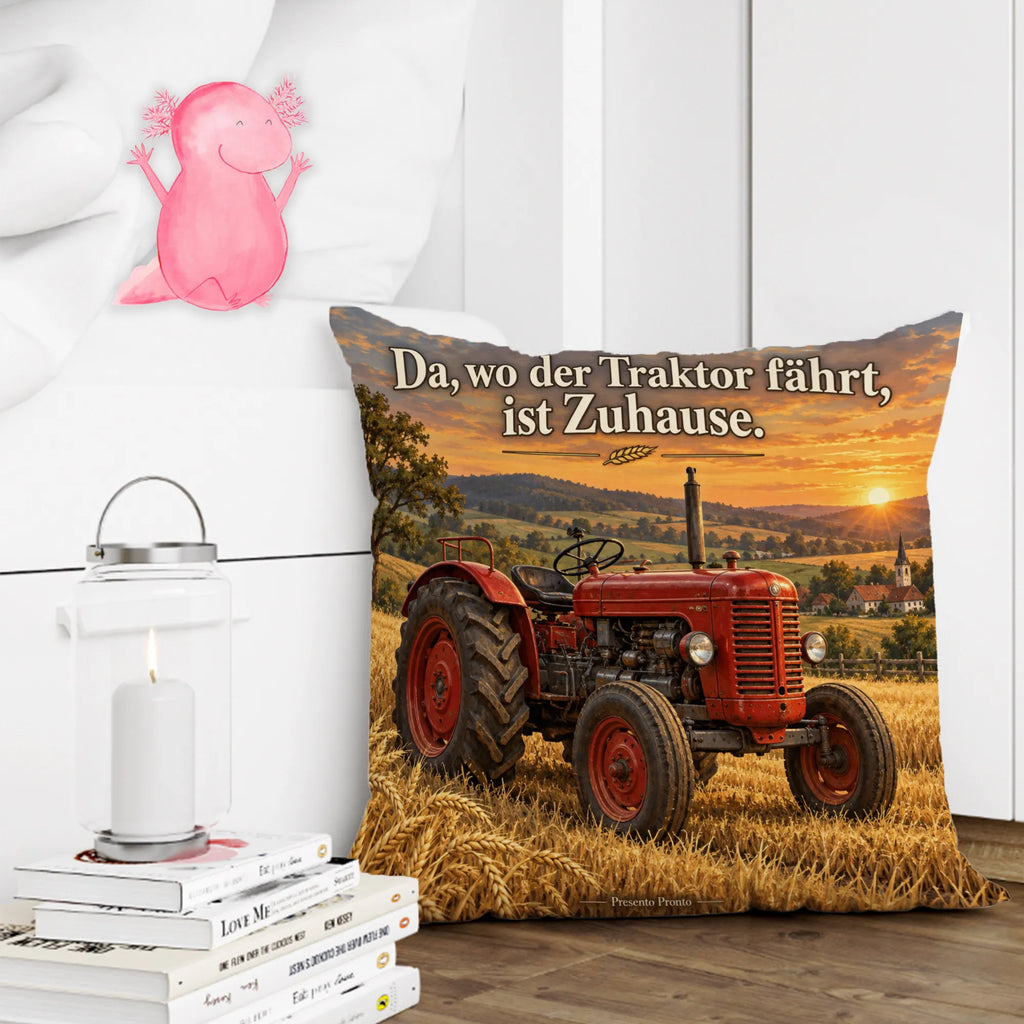 Gemütliches Traktor-Kissen für Landwirte mit rotem Oldtimer|p:2019637|h:5984f59f0a6f3db9723bf233cf1cb0ce
