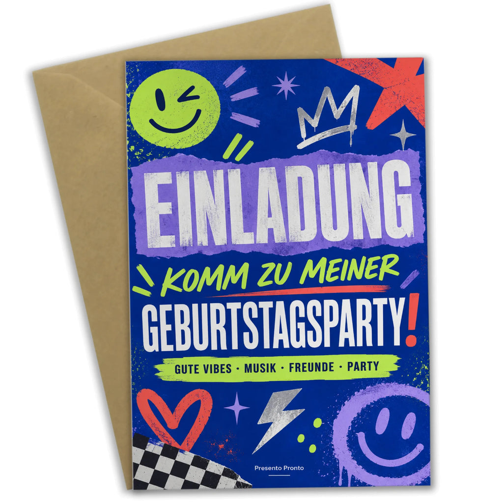 Coole Einladungskarte für Teenager zur Geburtstagsparty|p:2019647|h:072b2943360064a30476f9c9a99356a3