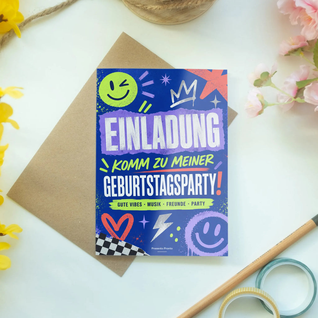 Coole Einladungskarte für Teenager zur Geburtstagsparty|p:2019647|h:e7696aaf45f796db82e10602dd446c63