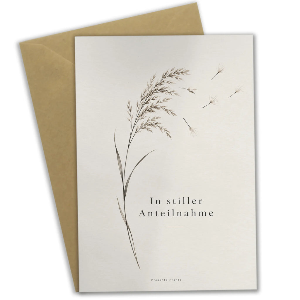 Stille Trauerkarte mit verwehendem Grashalm|p:2019648|h:3067bc30e9f716f84680fc3e55896800