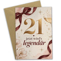 Elegante Geburtstagskarte zum 21. Geburtstag mit Zahl 21