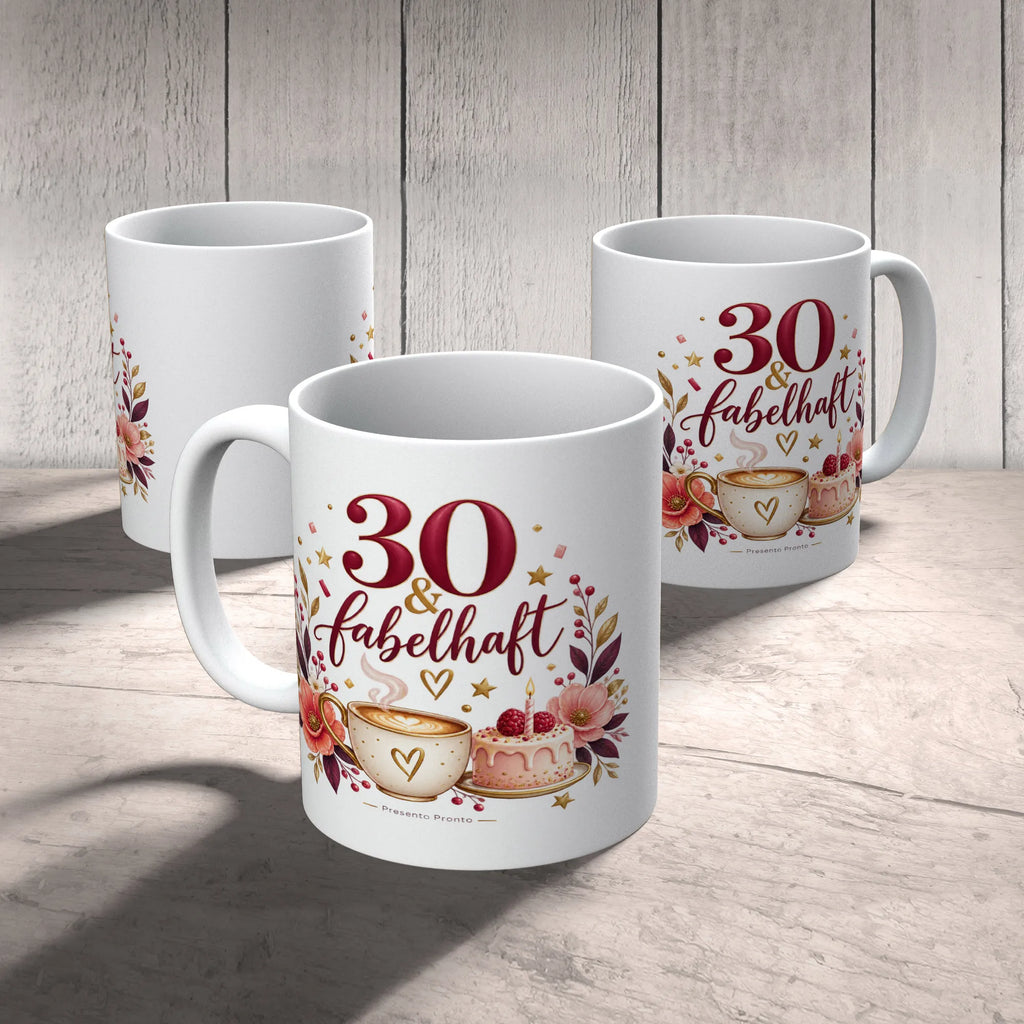 Elegante Tasse zum 30. Geburtstag für Frauen mit Kuchen|p:2019653|h:dbae48e00a602aa0039834722e77c5c4