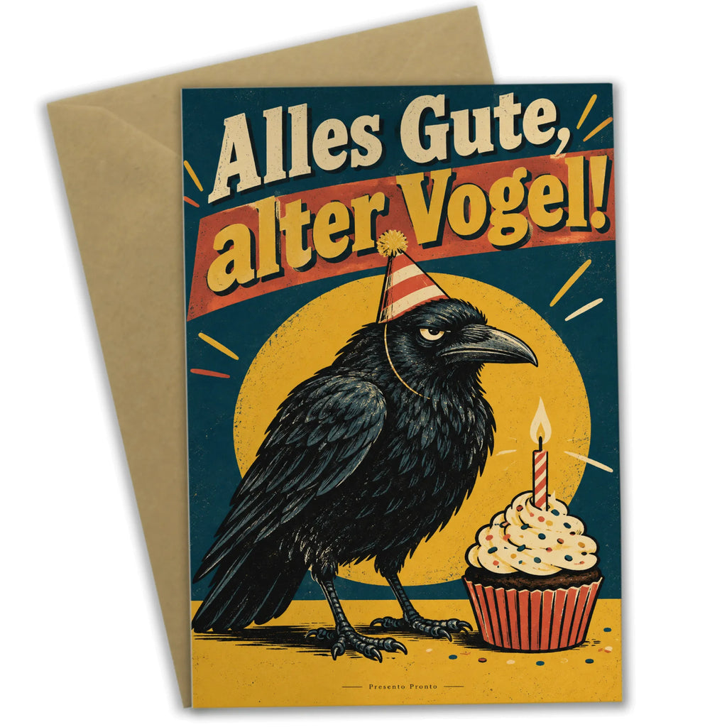 Lustige Geburtstagskarte für alten Vogel mit Krähe|p:2019654|h:579e1b6dcfbad03a2a8d8f785f0f6dcb