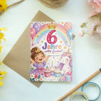 Fröhliche Geburtstagskarte zum 6. Geburtstag mit Regenbogen|p:2019659|h:c4f7c1a1630d90db3beaf17cf0eba9bb