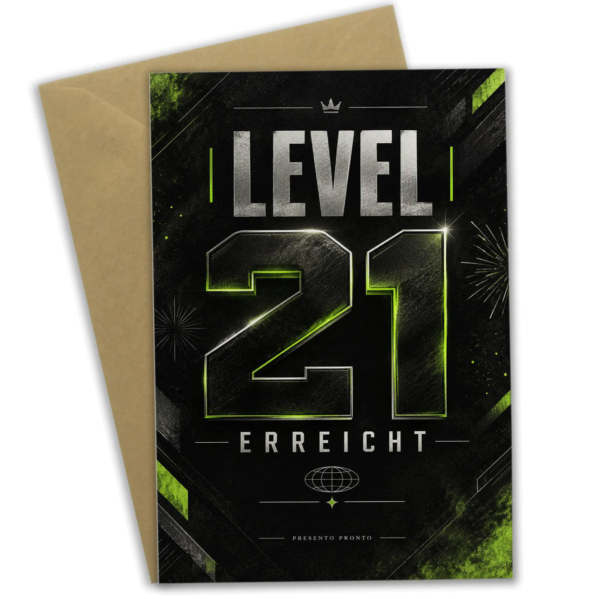 Coole Geburtstagskarte zum 21. Geburtstag mit großer Zahl 21