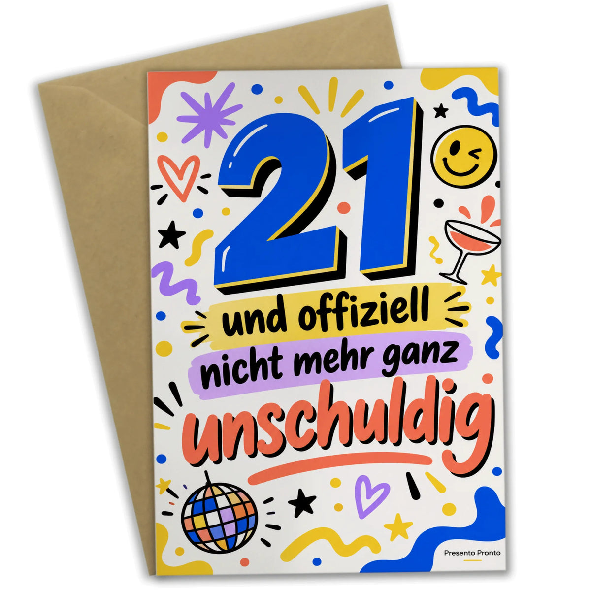 Lustige Geburtstagskarte zum 21. Geburtstag mit Zahl 21