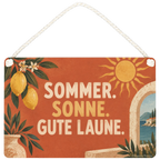 Fröhliches Dekoschild für den Sommer mit mediterraner Sonne|p:2019666|h:32b88b31362ffca453b78163cfbb7786