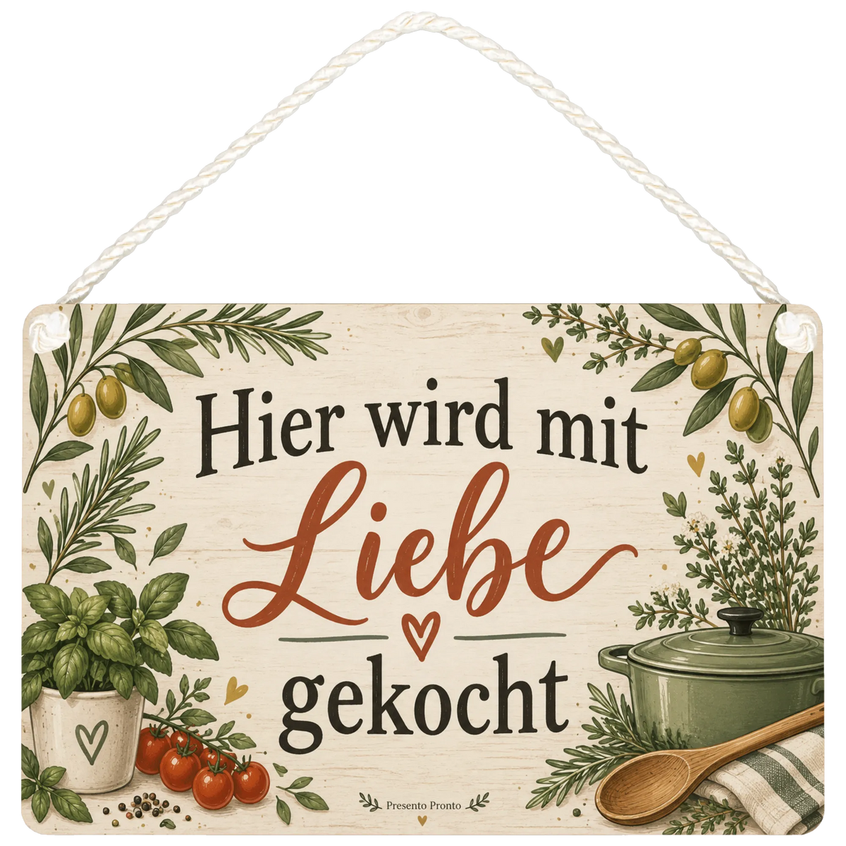 Liebevolles Holzbild für die Küche mit Kochtopf