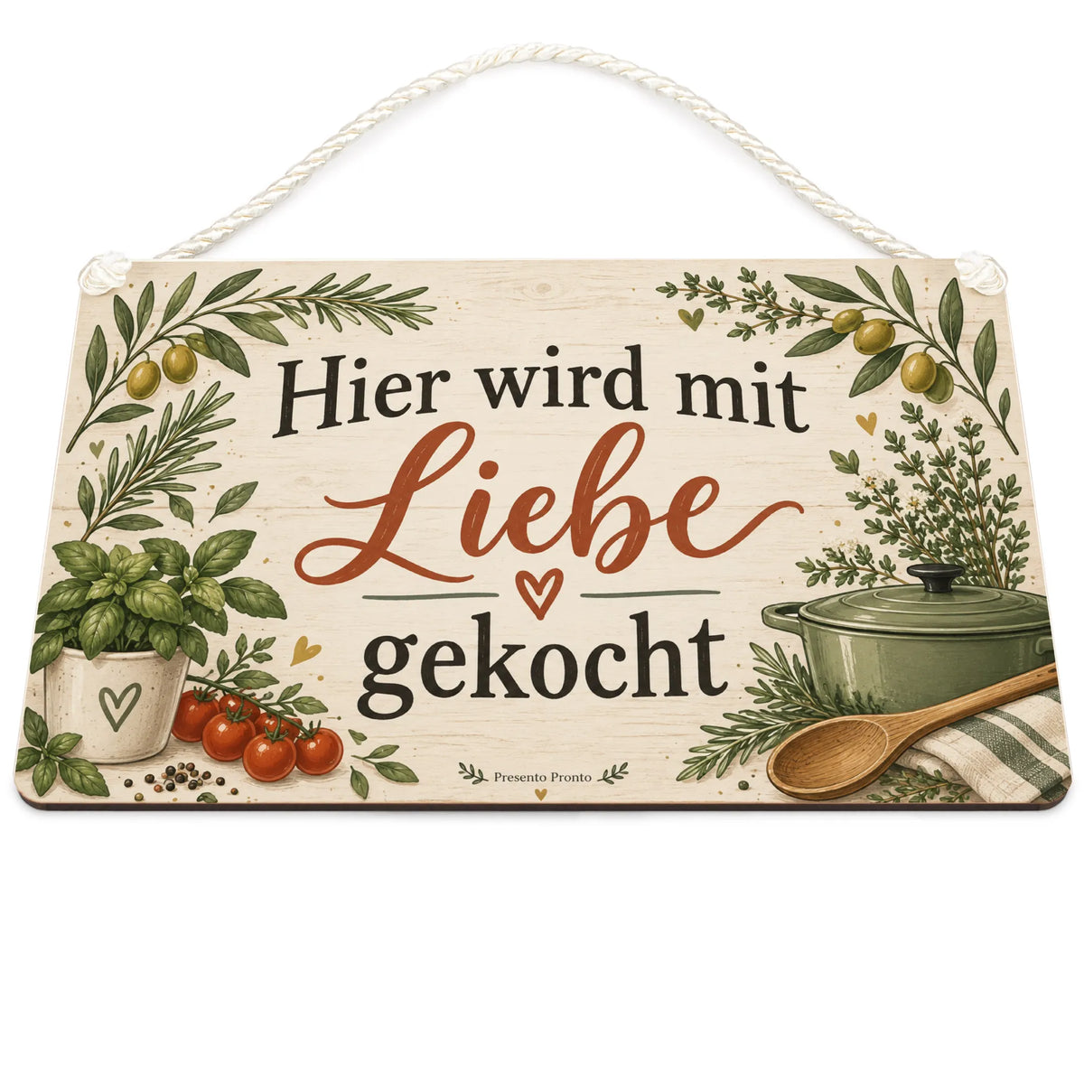 Liebevolles Holzbild für die Küche mit Kochtopf