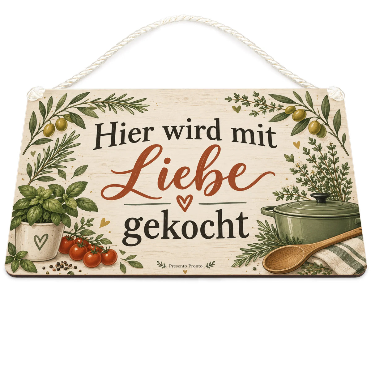 Liebevolles Holzbild für die Küche mit Kochtopf