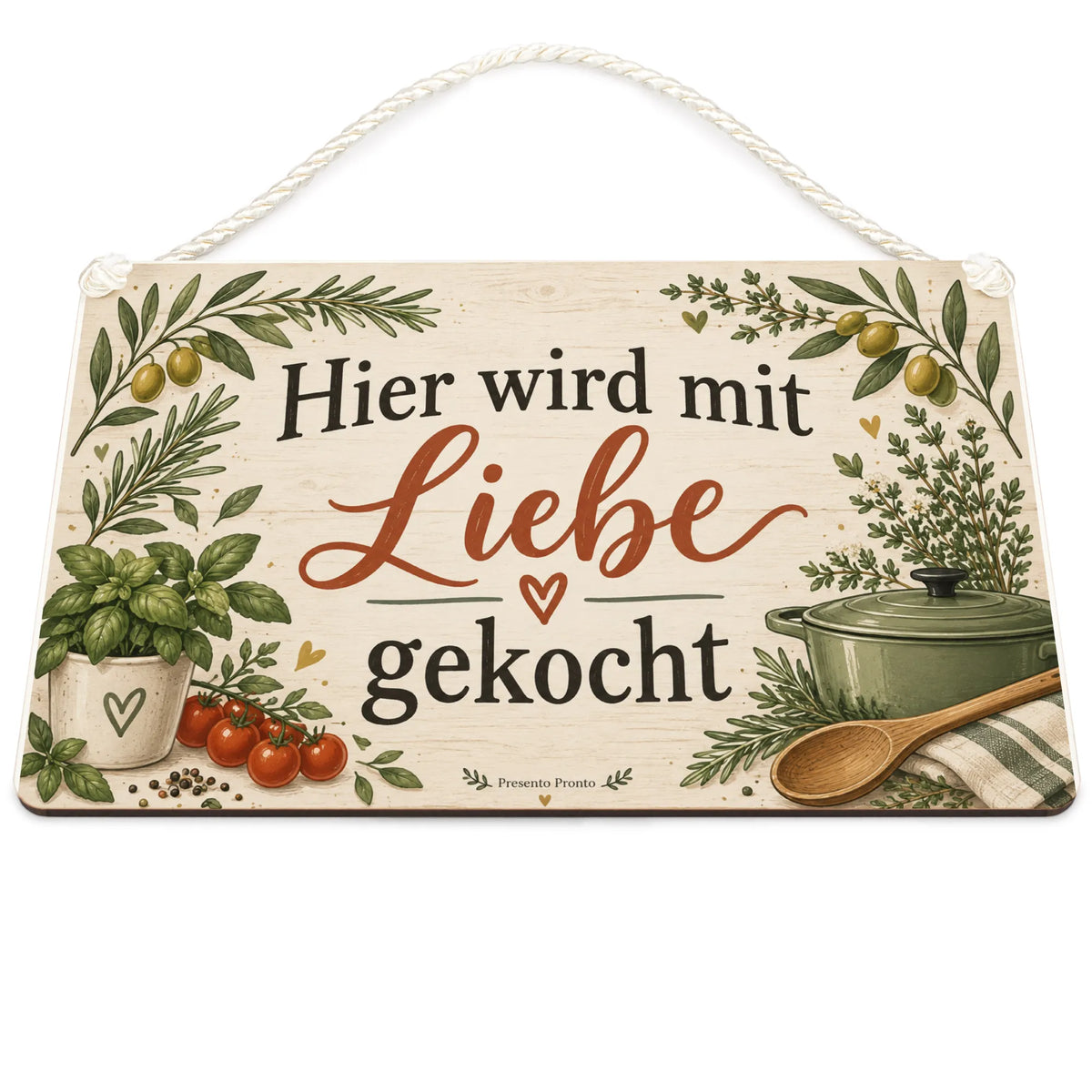 Liebevolles Holzbild für die Küche mit Kochtopf