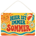 Fröhliches Deko-Schild für den Sommer mit Vintage-Sonne