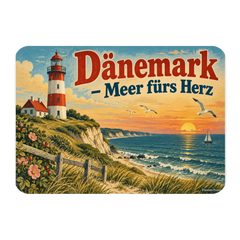 Nostalgischer Dänemark Magnet für Urlaubsfans mit Leuchtturm