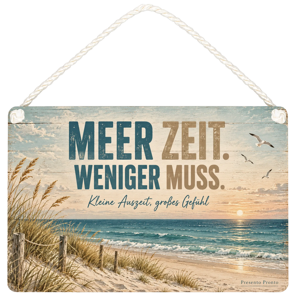 Entspanntes Holzbild Beach für Strandfans mit Meerblick
