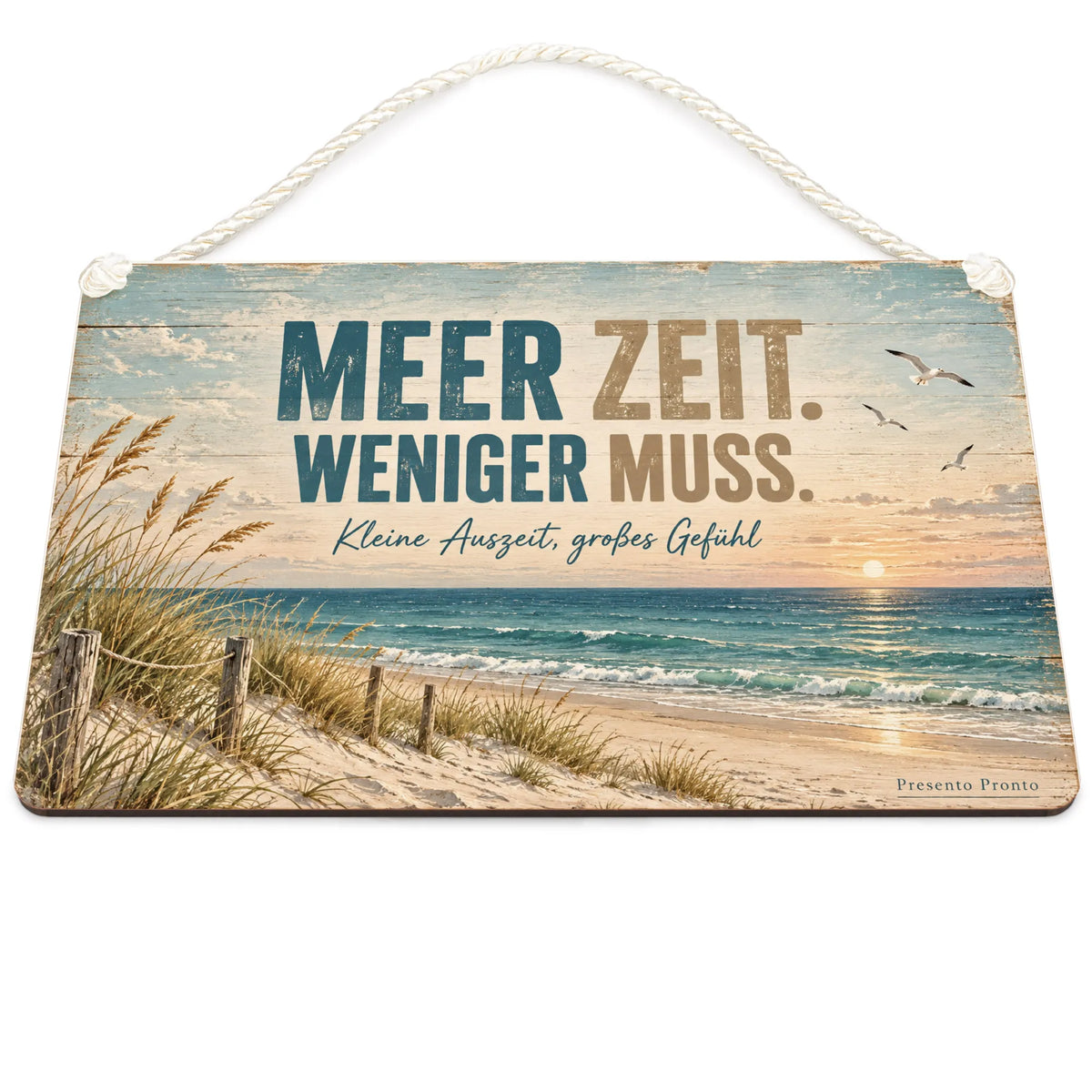 Entspanntes Holzbild Beach für Strandfans mit Meerblick