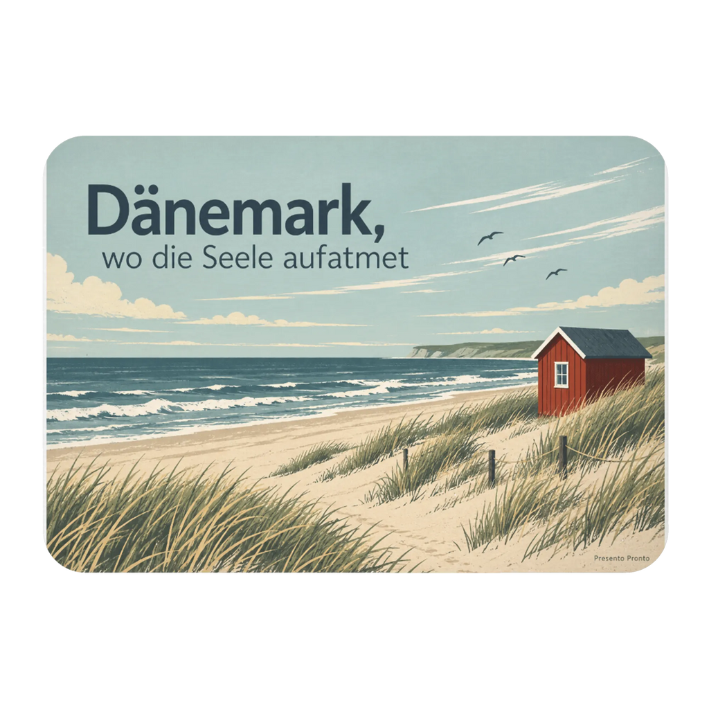 Ruhiger Magnet für Dänemark-Fans mit roter Strandhütte|p:2019683|h:f66a08276f30aeffa301d30eb4e51415