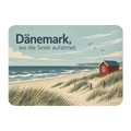 Ruhiger Magnet für Dänemark-Fans mit roter Strandhütte